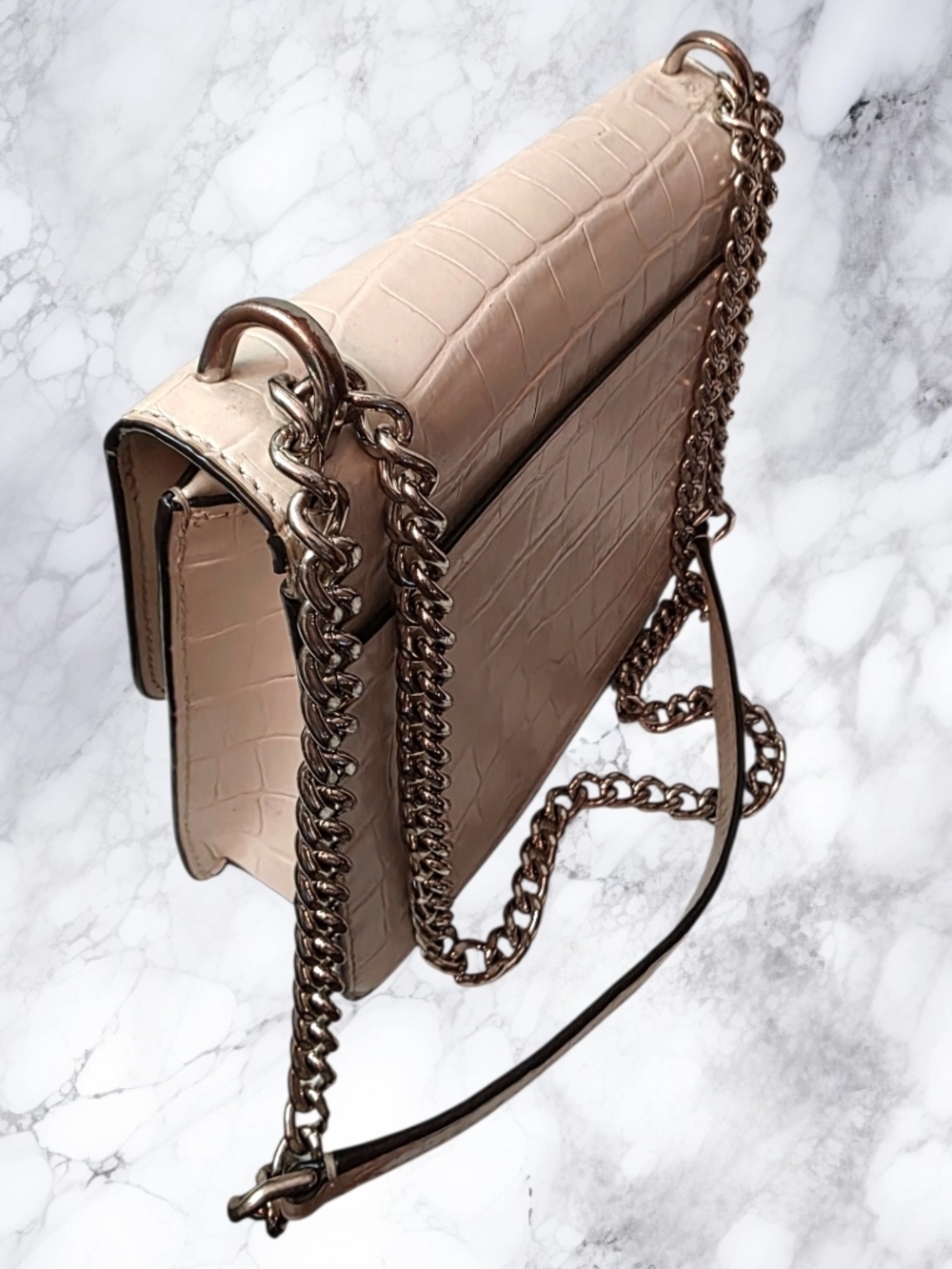 Kate Spade Shoulder Bag Croc-Embossed Chain-Cream $13 GOOD - Picture 7 of 15